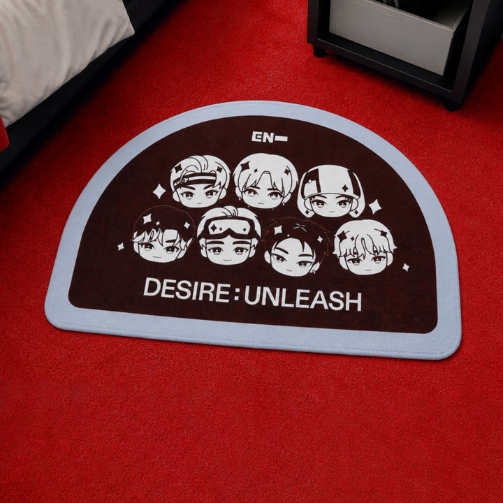 ENHYPEN x MINISO black 47 x 70 cm character doormat in room setting