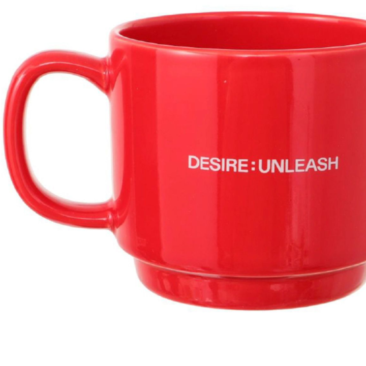 ENHYPEN x MINISO red ceramic mug, DESIRE:UNLEASH back detail