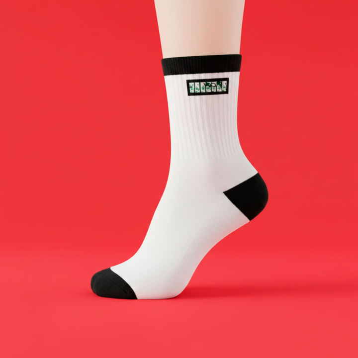 ENHYPEN x MINISO white sock pair worn detail