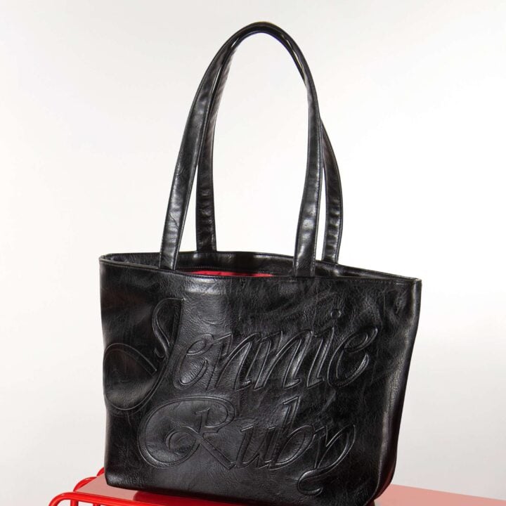 JENNIE x MINISO Ruby Black PU Tote Bag official product detail