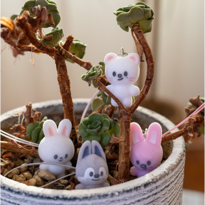 Official planter lifestyle view of SKZOO Secret Mini Charms from Stray Kids 6th Fan Meeting.