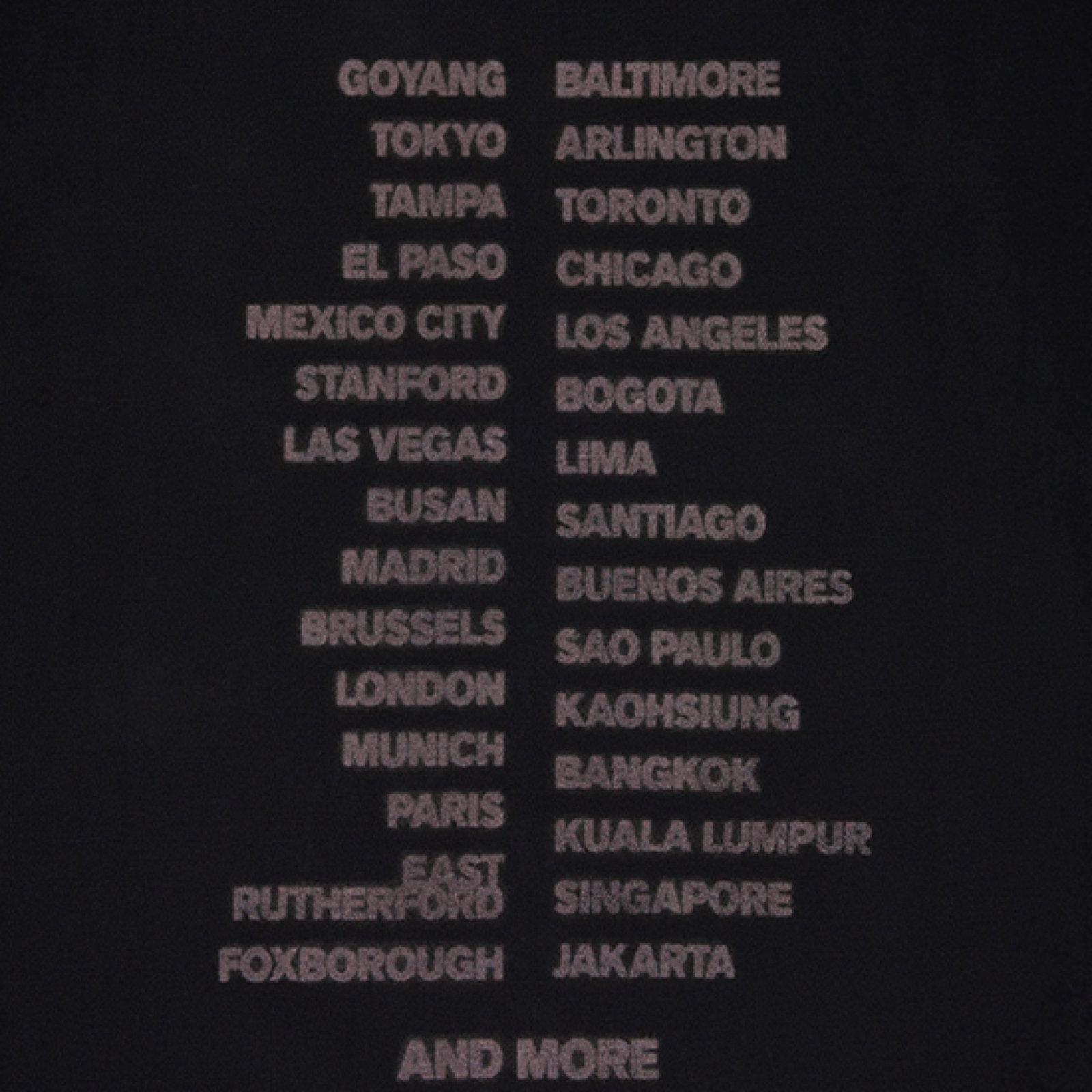 BTS WORLD TOUR ARIRANG S/S Tour T-Shirt Black - official back city print detail