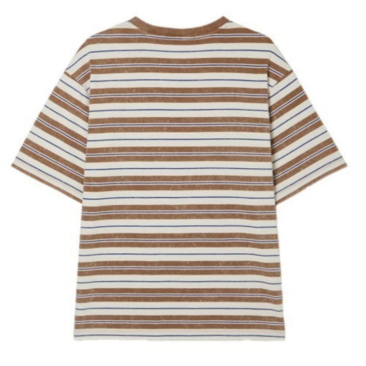 Hyunjin GUESS Jeans striped shirt in brown, white and blue, back view
