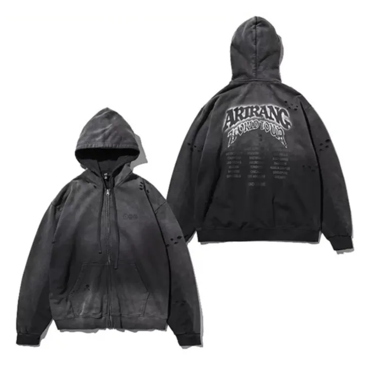 BTS ARIRANG Japan Concert Charcoal Zip-Up Hoodie