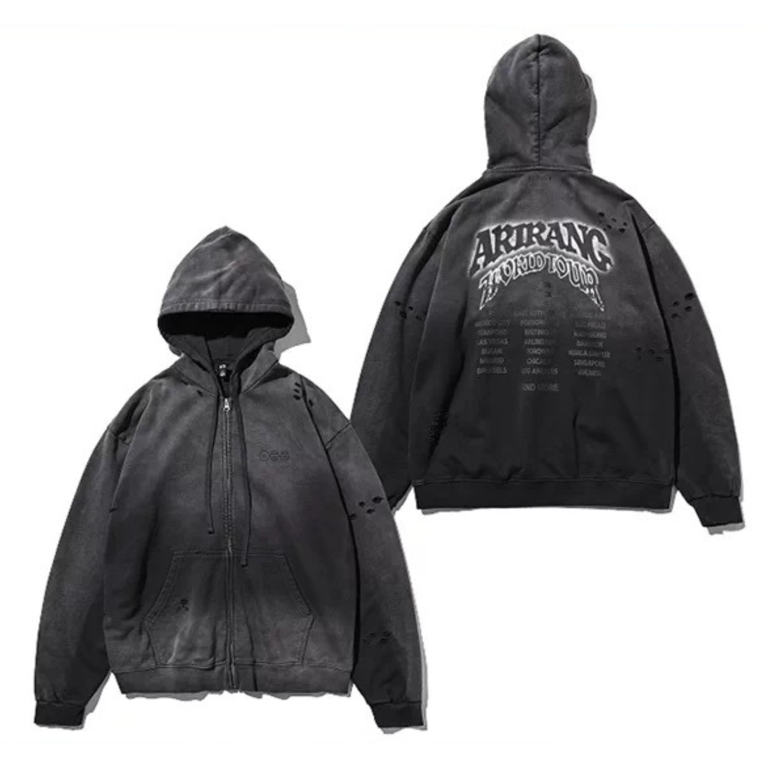 BTS ARIRANG Japan Concert Charcoal Zip-Up Hoodie | KK Fans