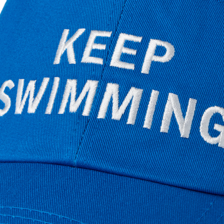 BTS SWIM Ball Cap (BLUE) official Keep Swimming embroidery detail