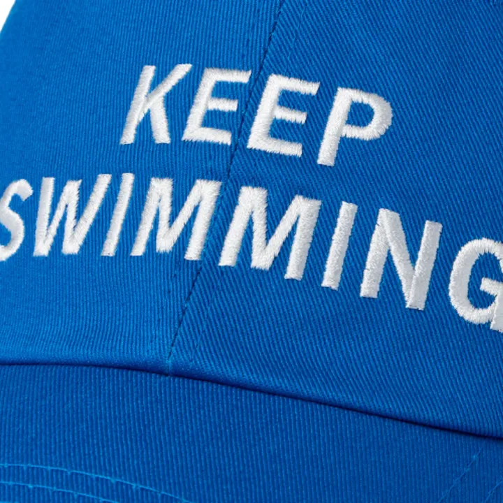 BTS SWIM Ball Cap (BLUE) official Keep Swimming embroidery detail