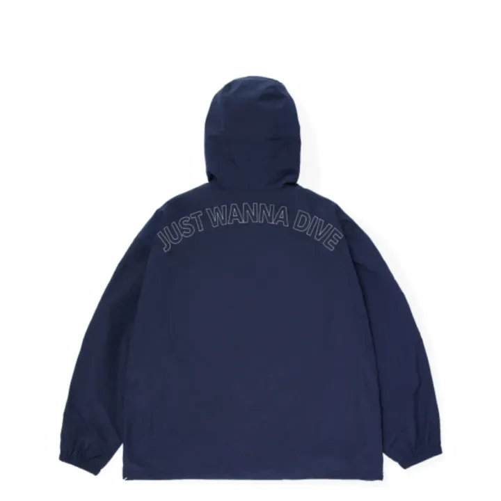 BTS SWIM Wind Jacket (DIVE) official back view with Just Wanna Dive detail
