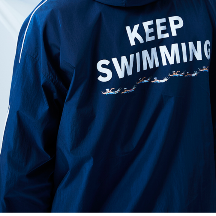 BTS SWIM Wind Jacket (SWIM) official Keep Swimming back graphic detail