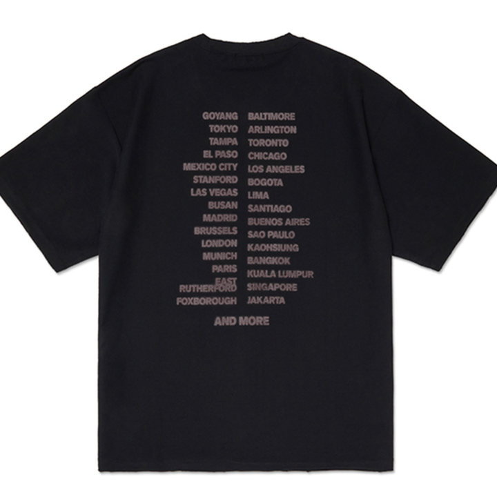 BTS ARIRANG Japan Concert black tour T-shirt official rear view with tour-city print