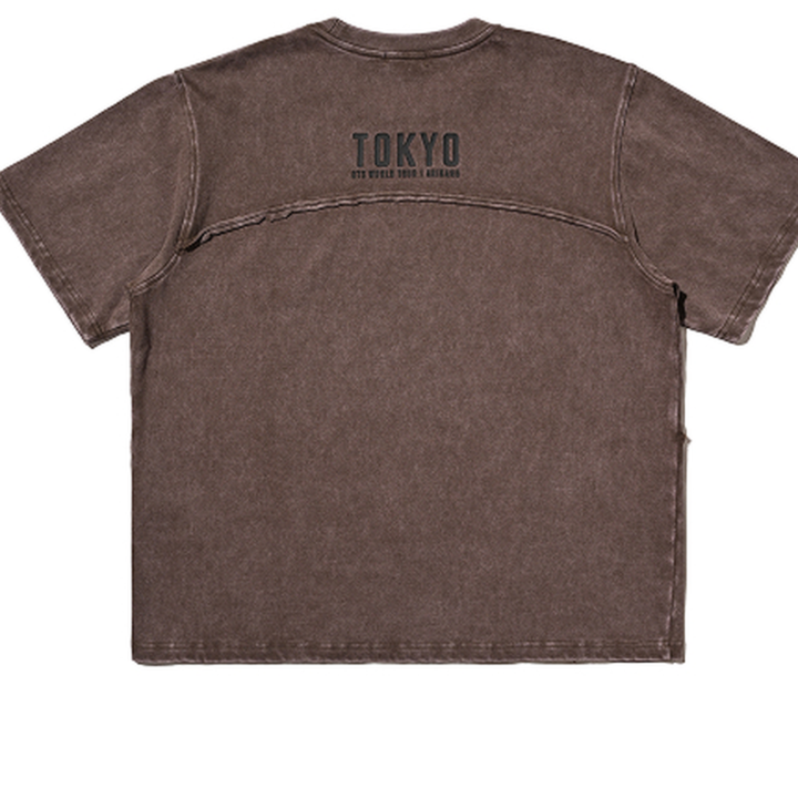BTS ARIRANG Japan Concert Tokyo brown T-shirt official rear view with Tokyo back print