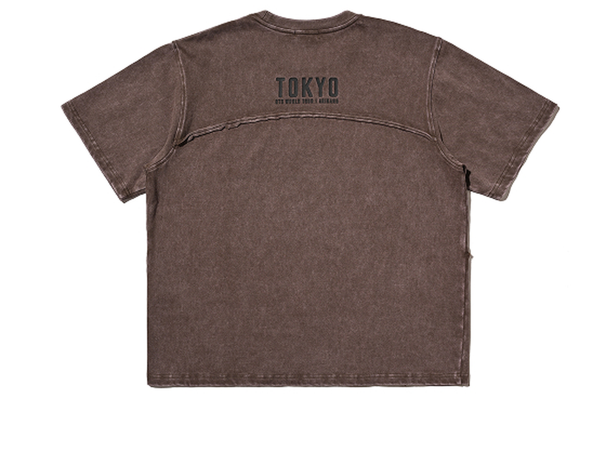 BTS ARIRANG Japan Concert Tokyo brown T-shirt official rear view with Tokyo back print
