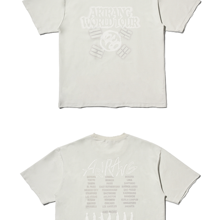 BTS ARIRANG Japan Concert Grey Tour T-Shirt official front and back views