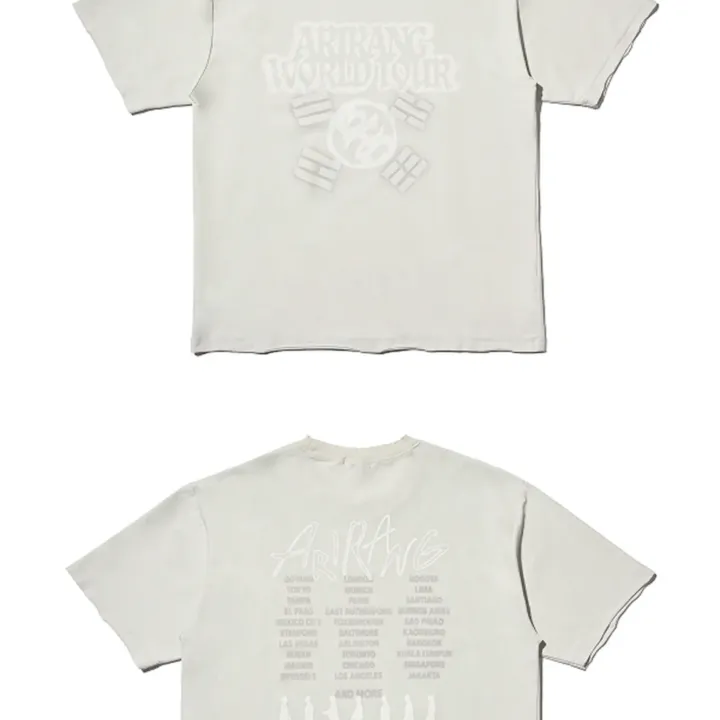 BTS ARIRANG Japan Concert Grey Tour T-Shirt official front and back views