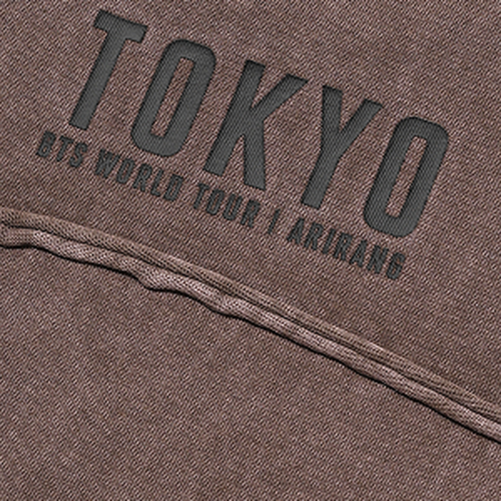 BTS ARIRANG Japan Concert Tokyo brown T-shirt official Tokyo back-logo and seam detail