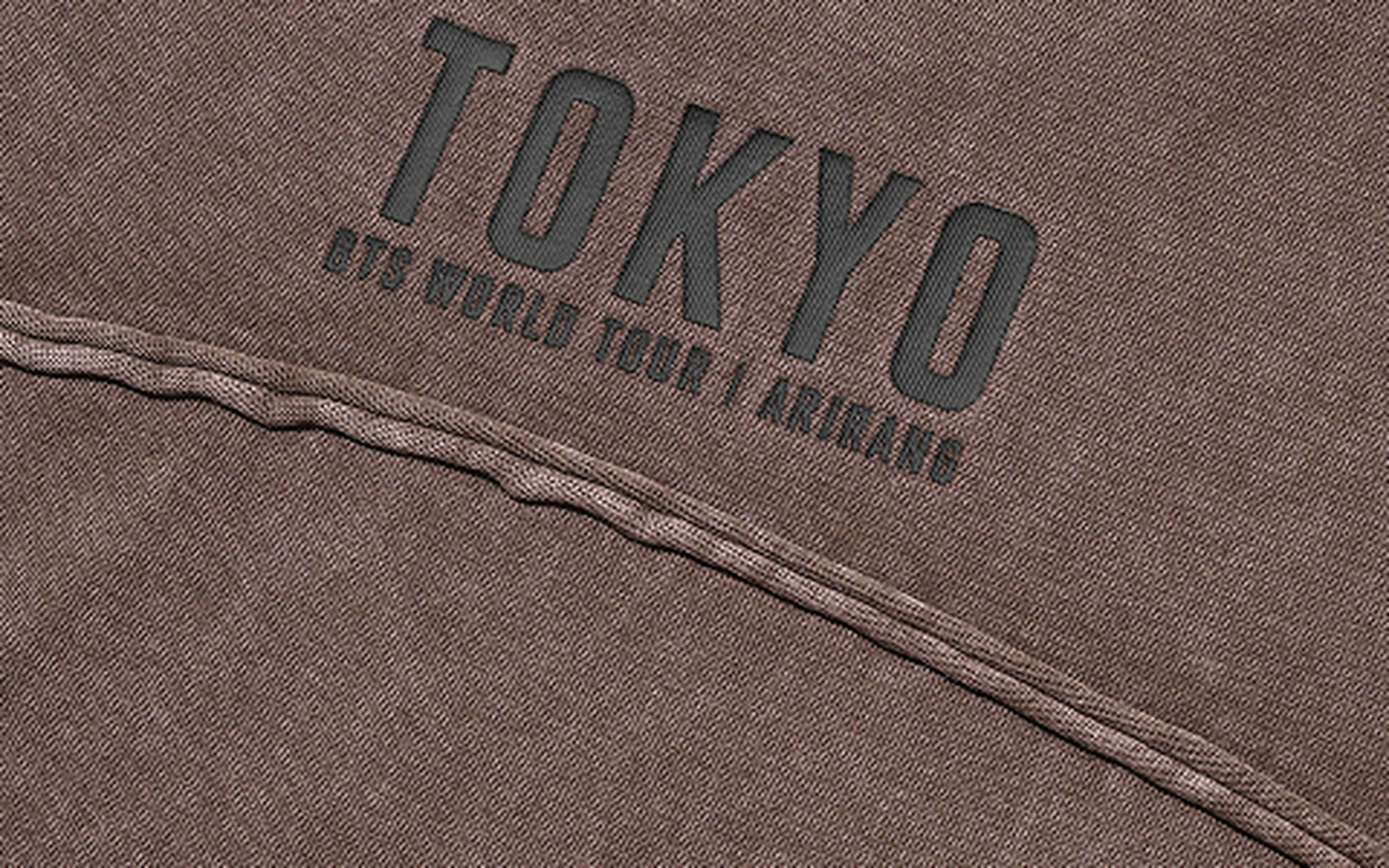 BTS ARIRANG Japan Concert Tokyo brown T-shirt official Tokyo back-logo and seam detail