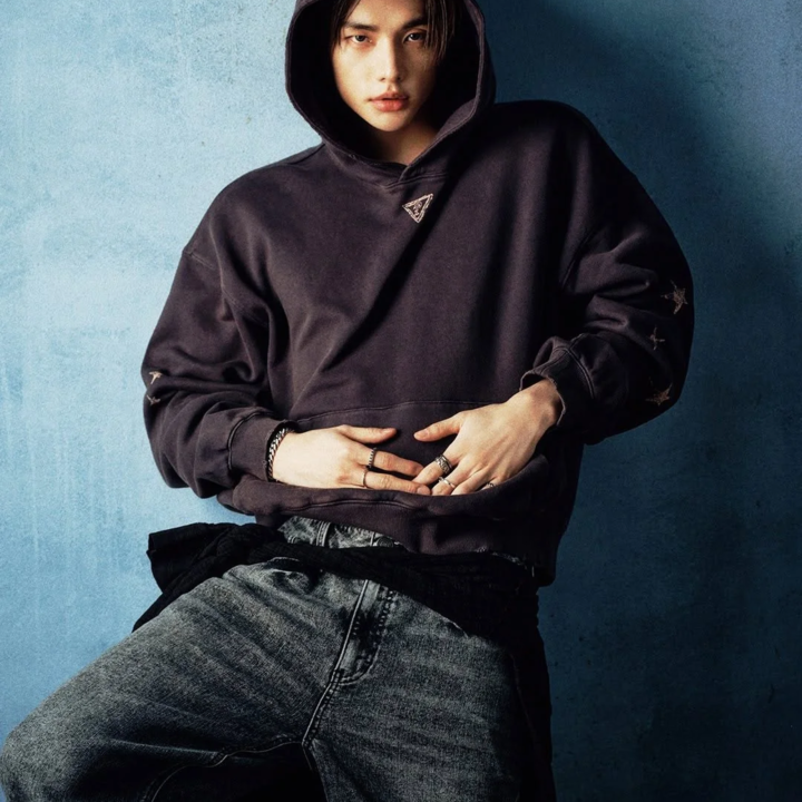 Hyunjin Guess Jeans Charcoal Hoodie - official product detail