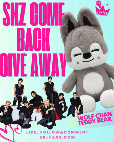 Stray Kids Wolf Chan teddy bear giveaway by KK Fans