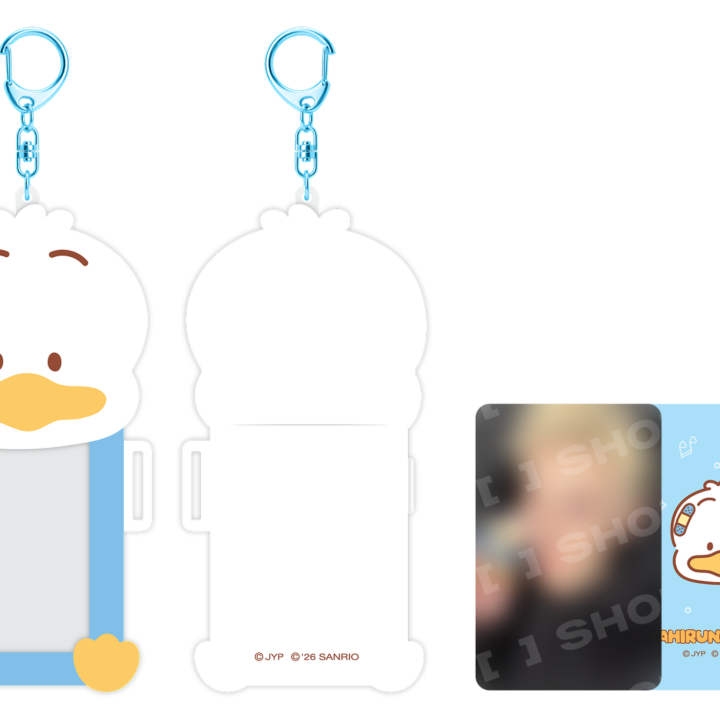 Stray Kids SKZOO x Sanrio Connecting Photocard Holder Ahiru no Pekkle official front back and included photocard view