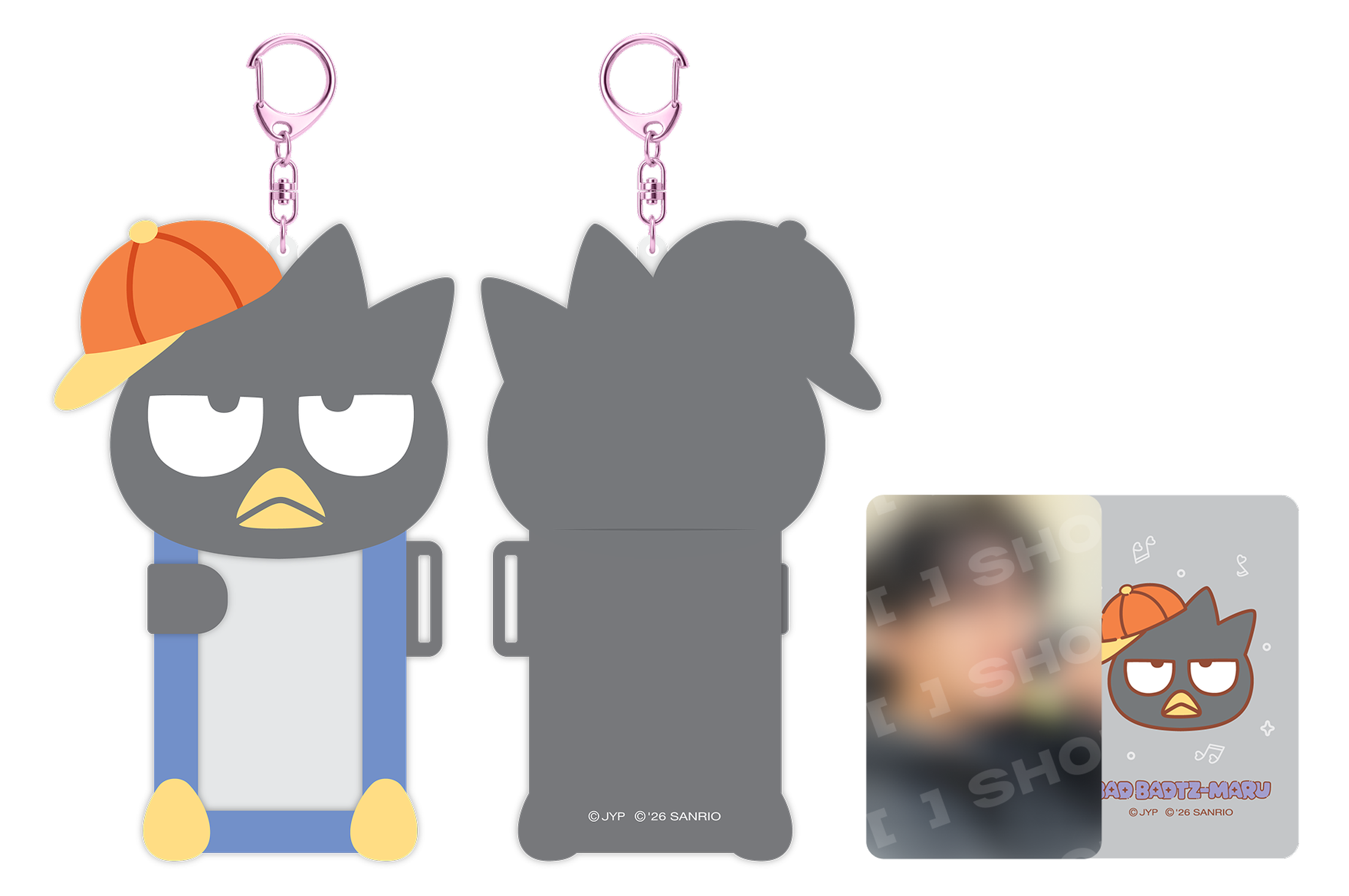 Stray Kids SKZOO x Sanrio Connecting Photocard Holder Bad Badtz-Maru official front back and included photocard view