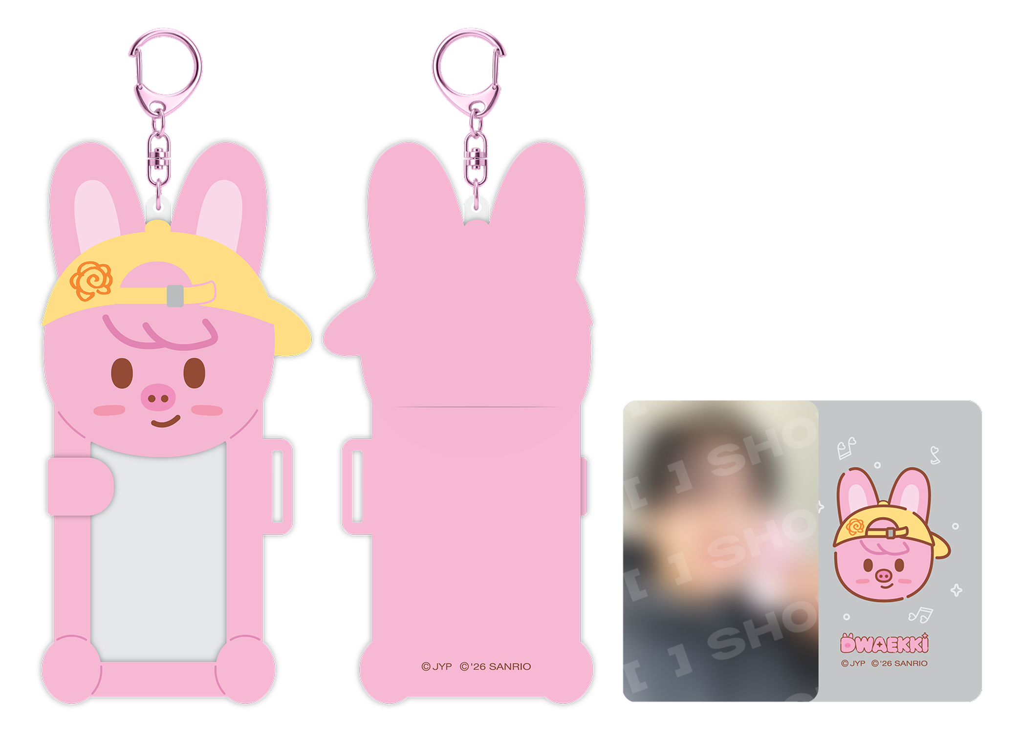Stray Kids SKZOO x Sanrio Connecting Photocard Holder Dwaekki official front back and included photocard view