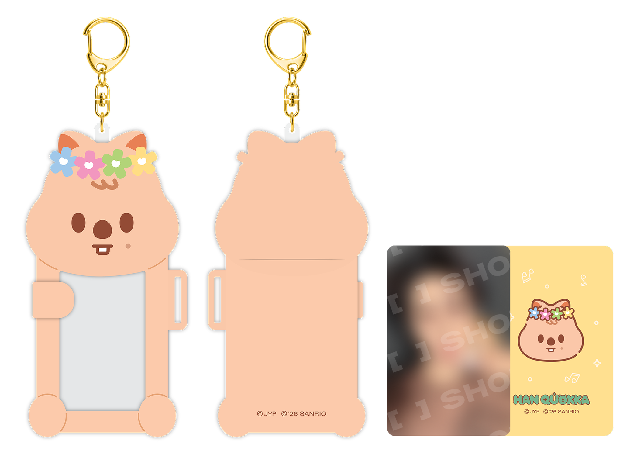 Stray Kids SKZOO x Sanrio Connecting Photocard Holder Han Quokka official front back and included photocard view