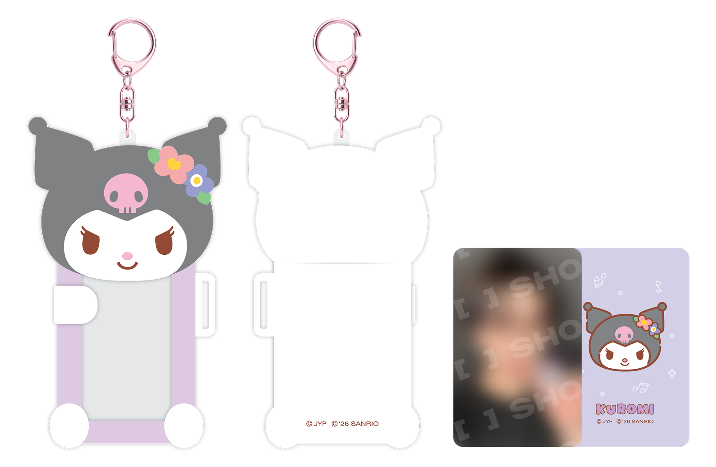 Stray Kids SKZOO x Sanrio Connecting Photocard Holder Kuromi official front back and included photocard view