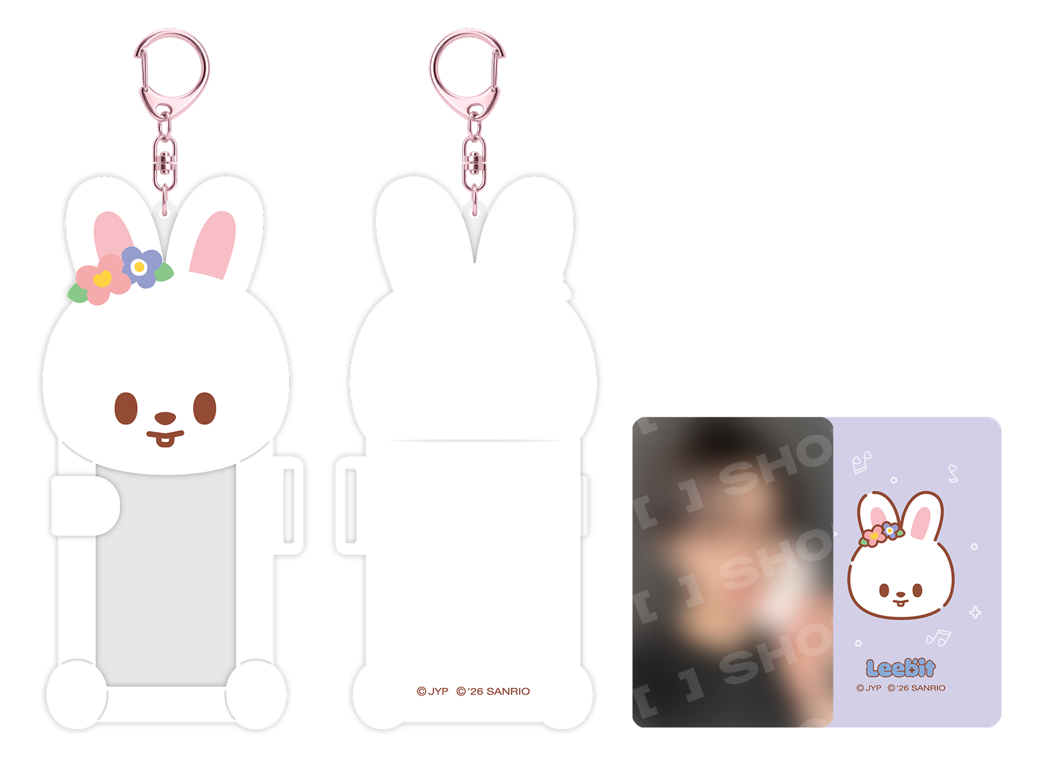 Stray Kids SKZOO x Sanrio Connecting Photocard Holder Leebit official front back and included photocard view