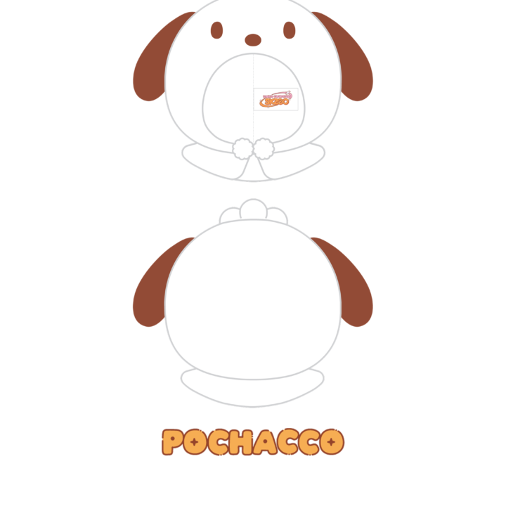Stray Kids SKZOO x Sanrio 10cm plush outfit Pochacco official front and back product view