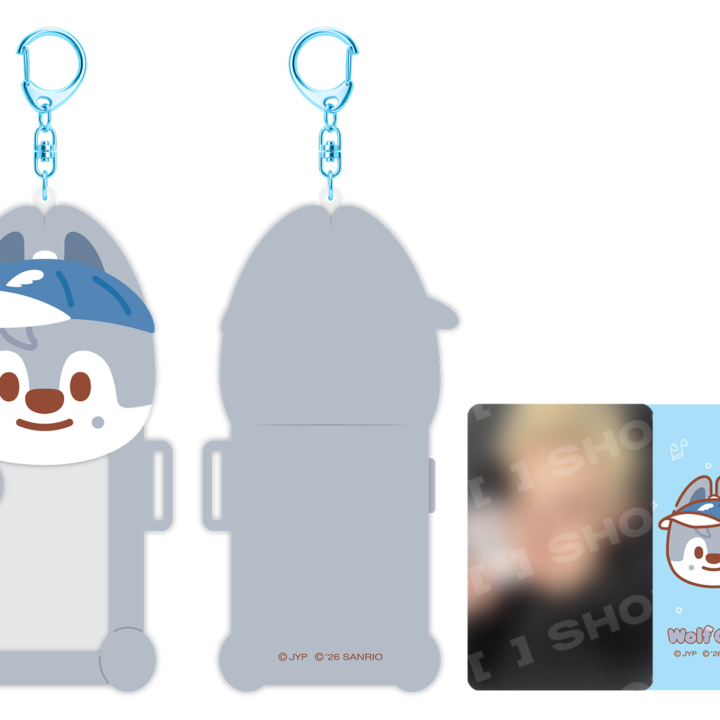Stray Kids SKZOO x Sanrio Connecting Photocard Holder Wolf Chan official front back and included photocard view