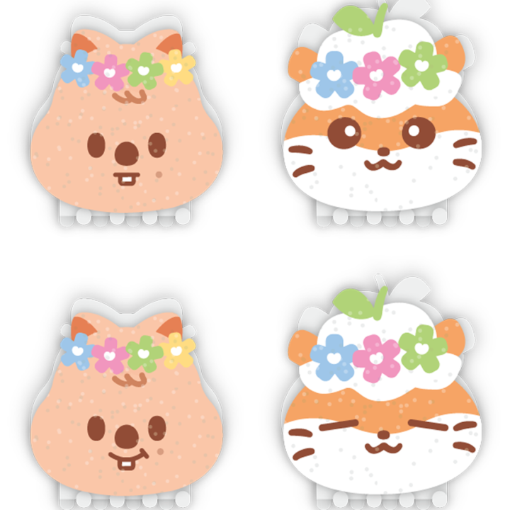 Stray Kids SKZOO x Sanrio Hair Pin Corocorokuririn and Han Quokka official paired character product views
