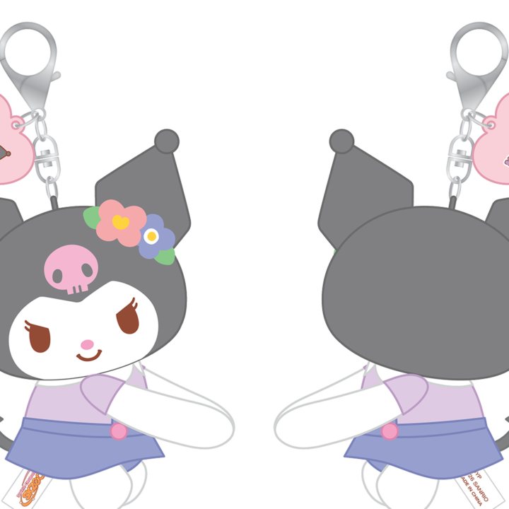 Stray Kids SKZOO x Sanrio Hug Plush Keyring Kuromi official front and back product views