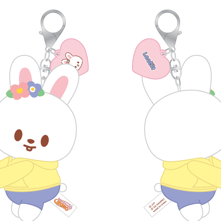 Stray Kids SKZOO x Sanrio Hug Plush Keyring Leebit official front and back product views