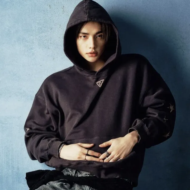 Hyunjin Guess Jeans Collab – Charcoal Hoodie