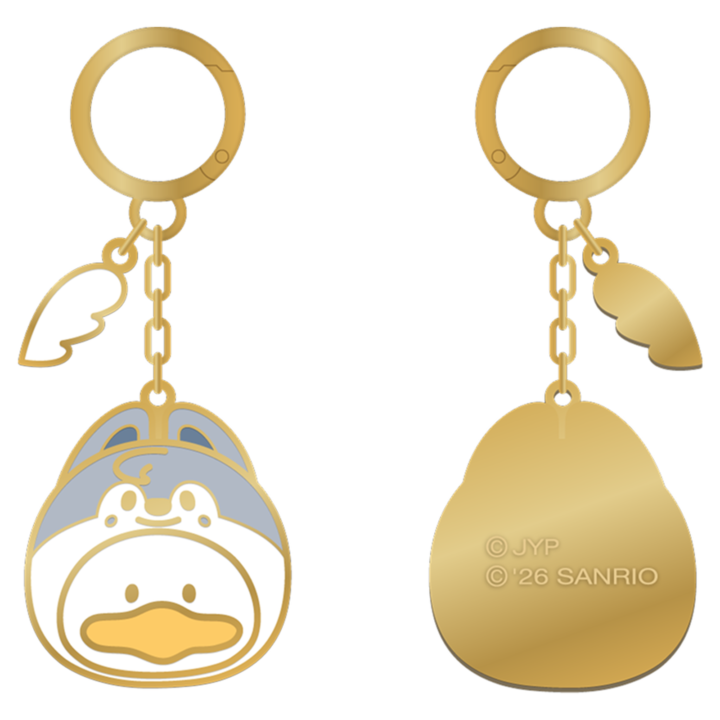 Stray Kids SKZOO x Sanrio Metal Keyring Ahiru no Pekkle official front and back product views
