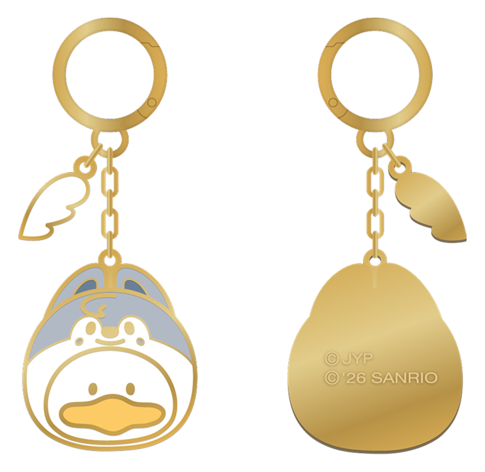 Stray Kids SKZOO x Sanrio Metal Keyring Ahiru no Pekkle official front and back product views