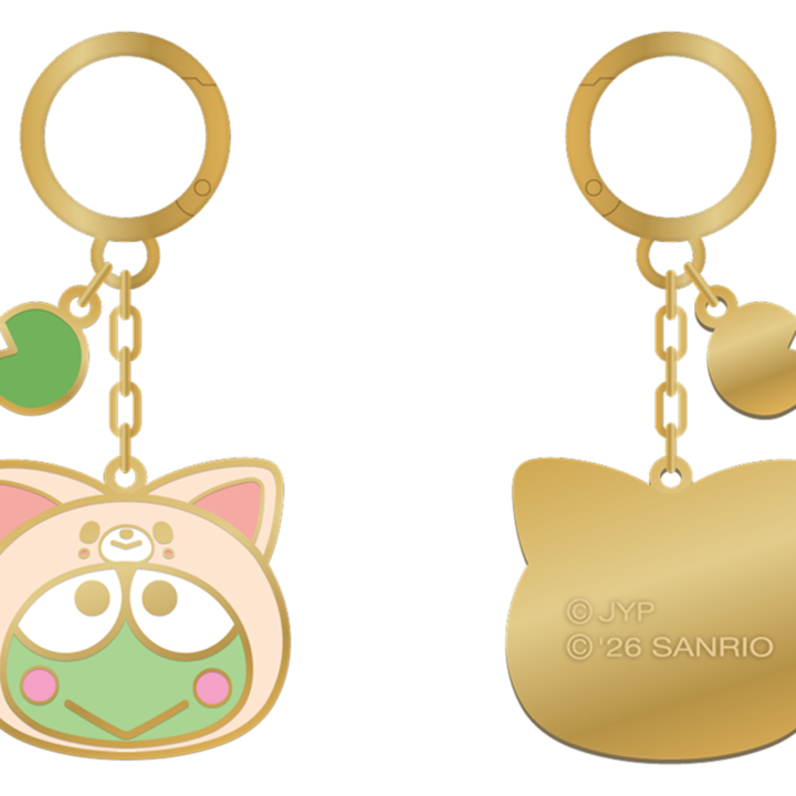 Stray Kids SKZOO x Sanrio Metal Keyring Kerokerokeroppi official front and back product views