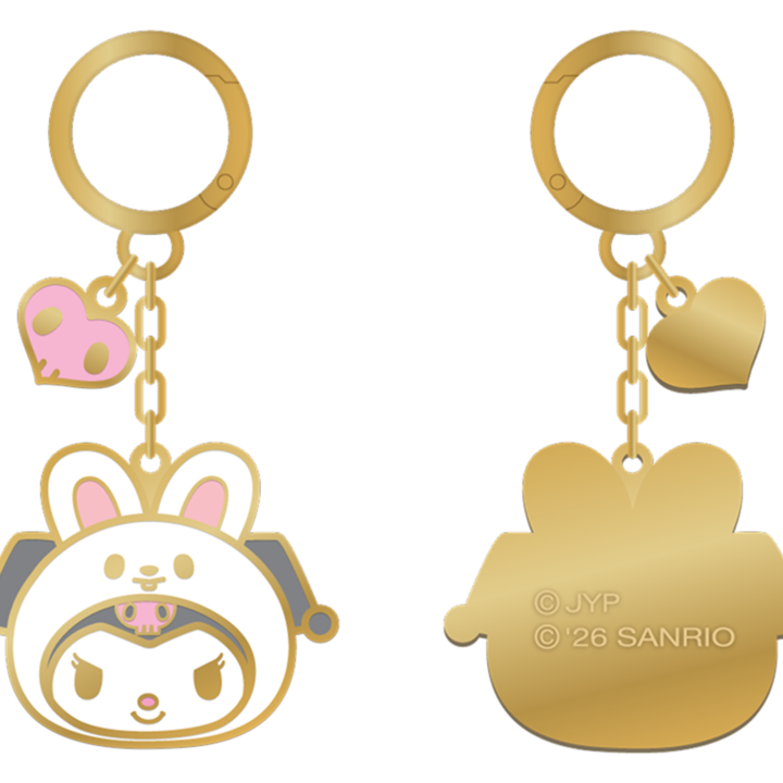 Stray Kids SKZOO x Sanrio Metal Keyring Kuromi official front and back product views