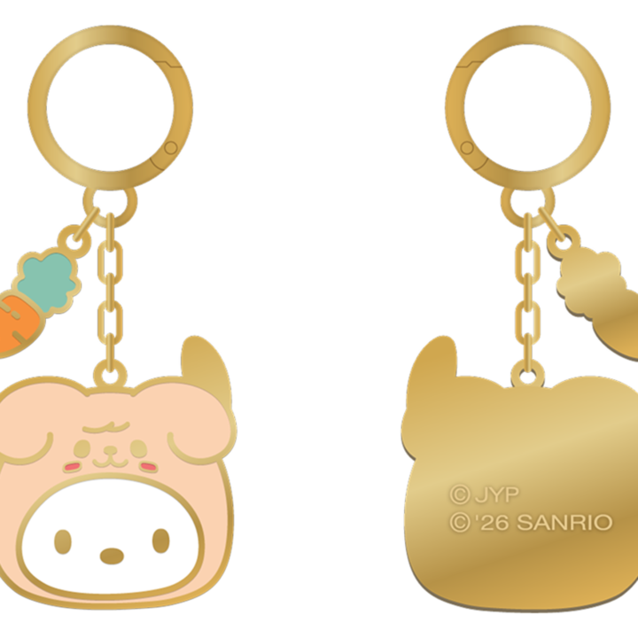 Stray Kids SKZOO x Sanrio Metal Keyring Pochacco official front and back product views