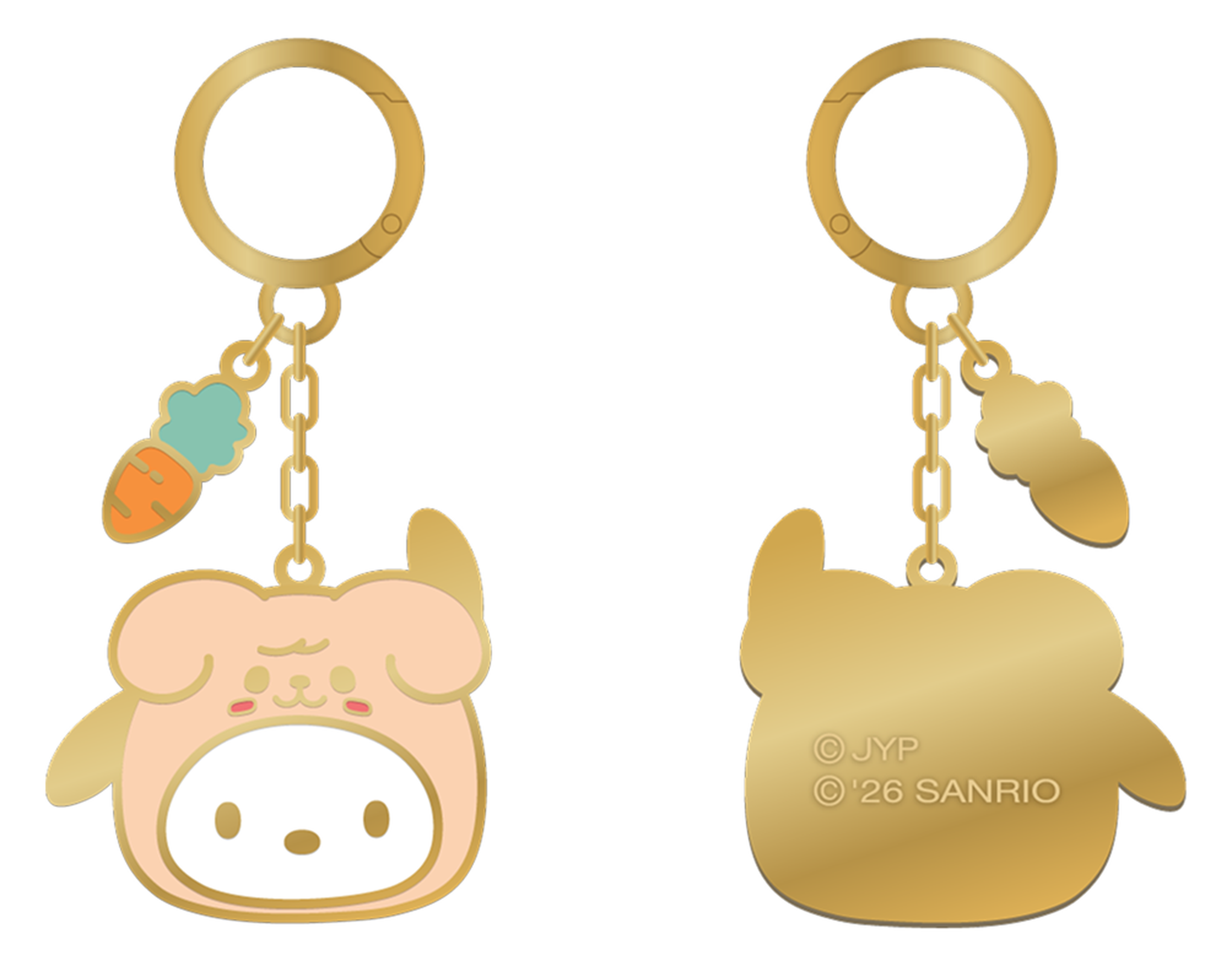 Stray Kids SKZOO x Sanrio Metal Keyring Pochacco official front and back product views