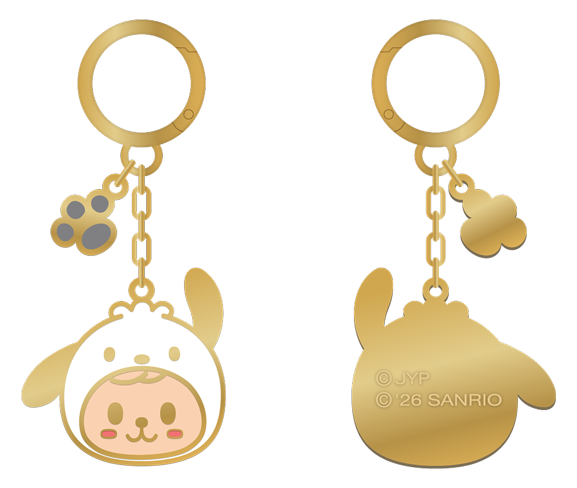 Stray Kids SKZOO x Sanrio Metal Keyring PuppyM official front and back product views