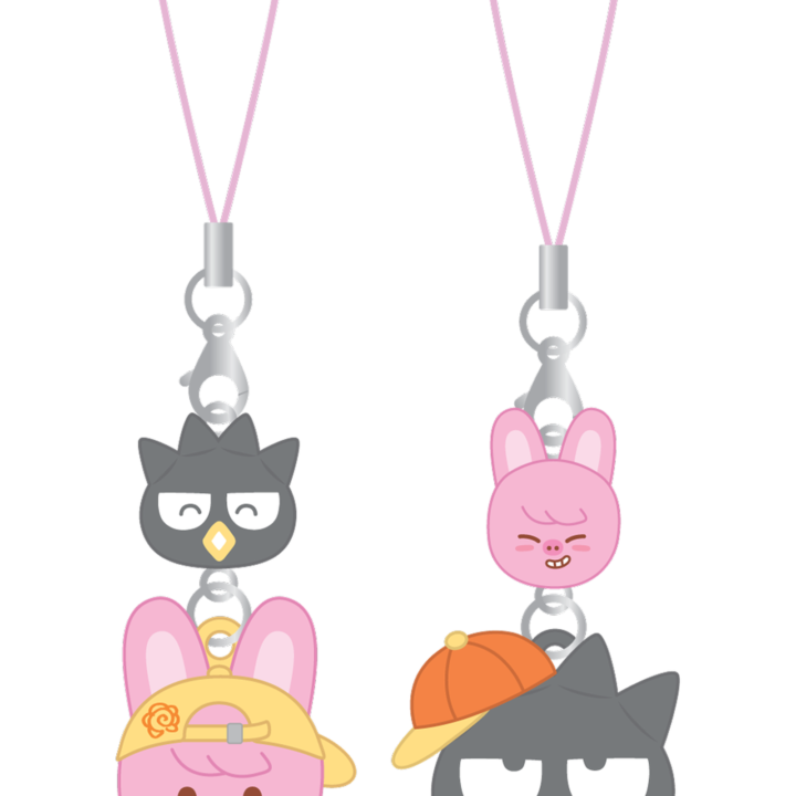 Stray Kids SKZOO x Sanrio Mini Figure Couple Keyring Bad Badtz-Maru and Dwaekki official front product view