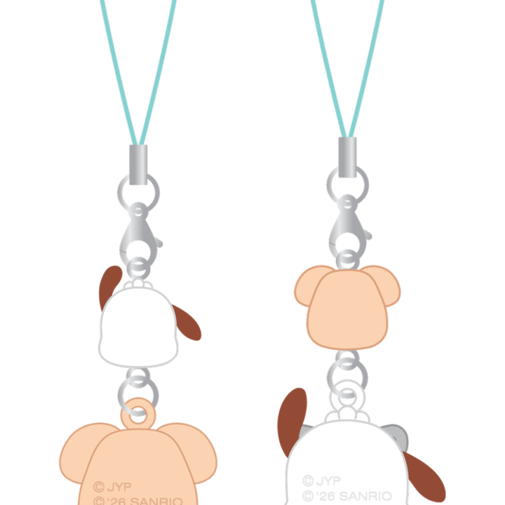 Stray Kids SKZOO x Sanrio Mini Figure Couple Keyring Pochacco and PuppyM official back product view