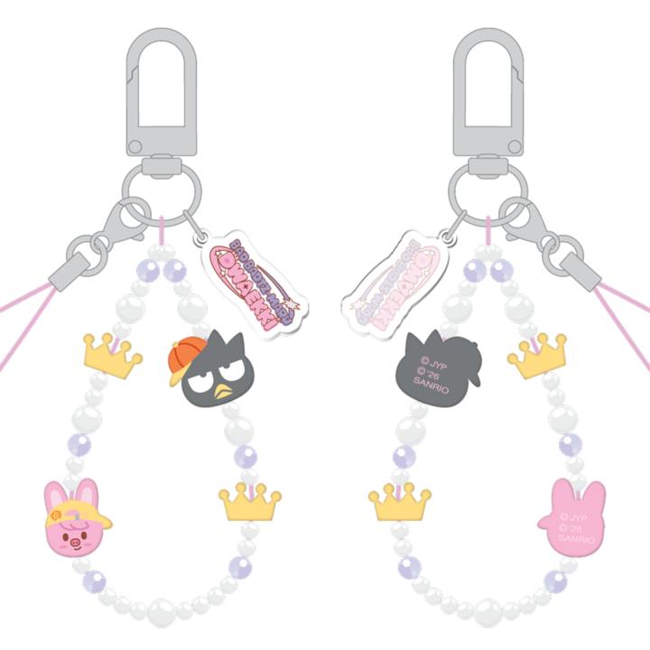 Stray Kids SKZOO x Sanrio Phone Beads Strap Bad Badtz-Maru and Dwaekki official front and back product views