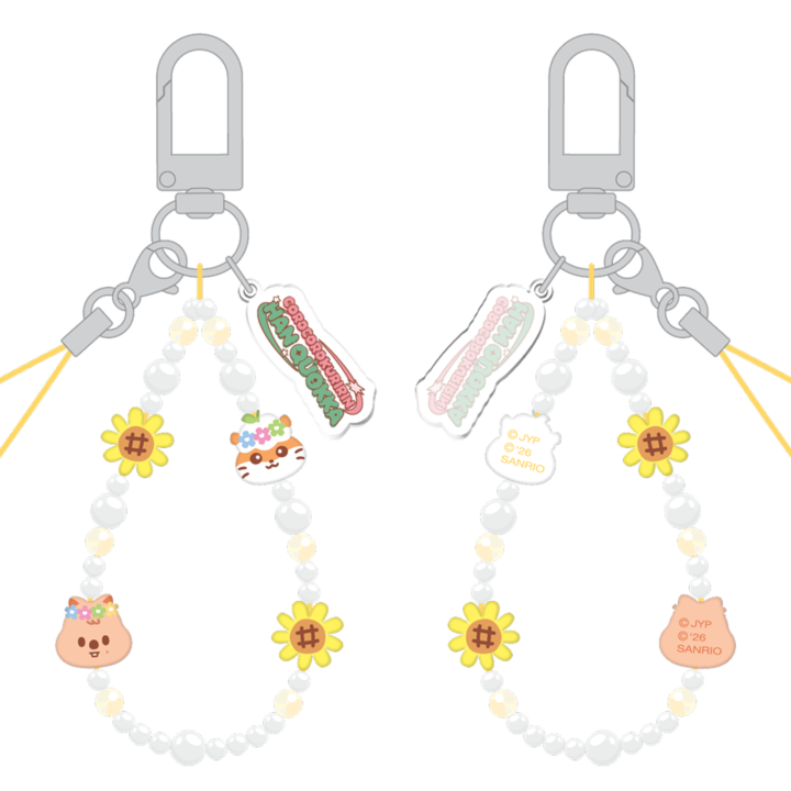 Stray Kids SKZOO x Sanrio Phone Beads Strap Corocorokuririn and Han Quokka official front and back product views