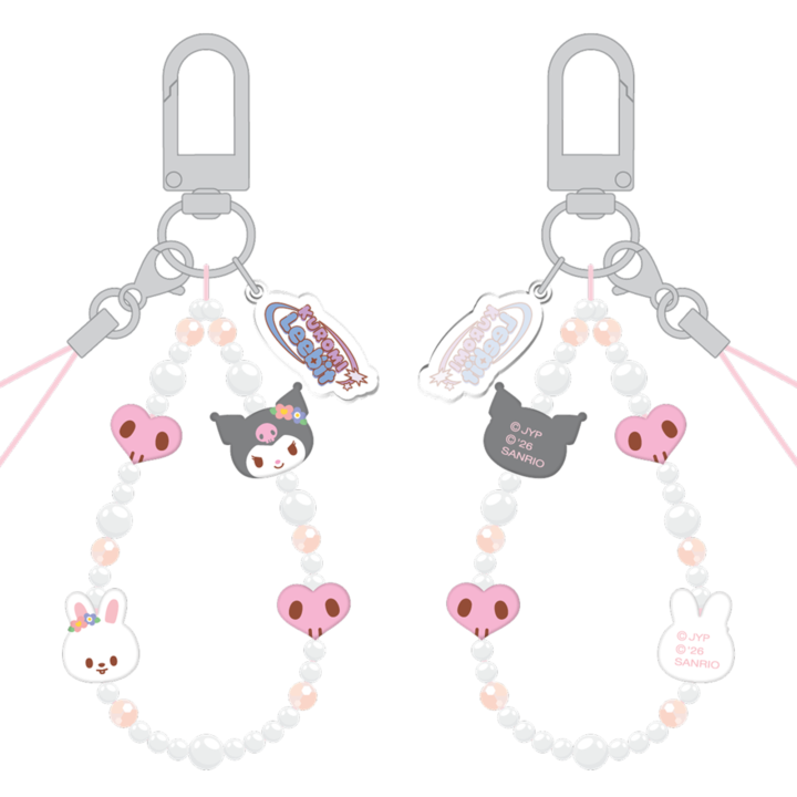 Stray Kids SKZOO x Sanrio Phone Beads Strap Kuromi and Leebit official front and back product views