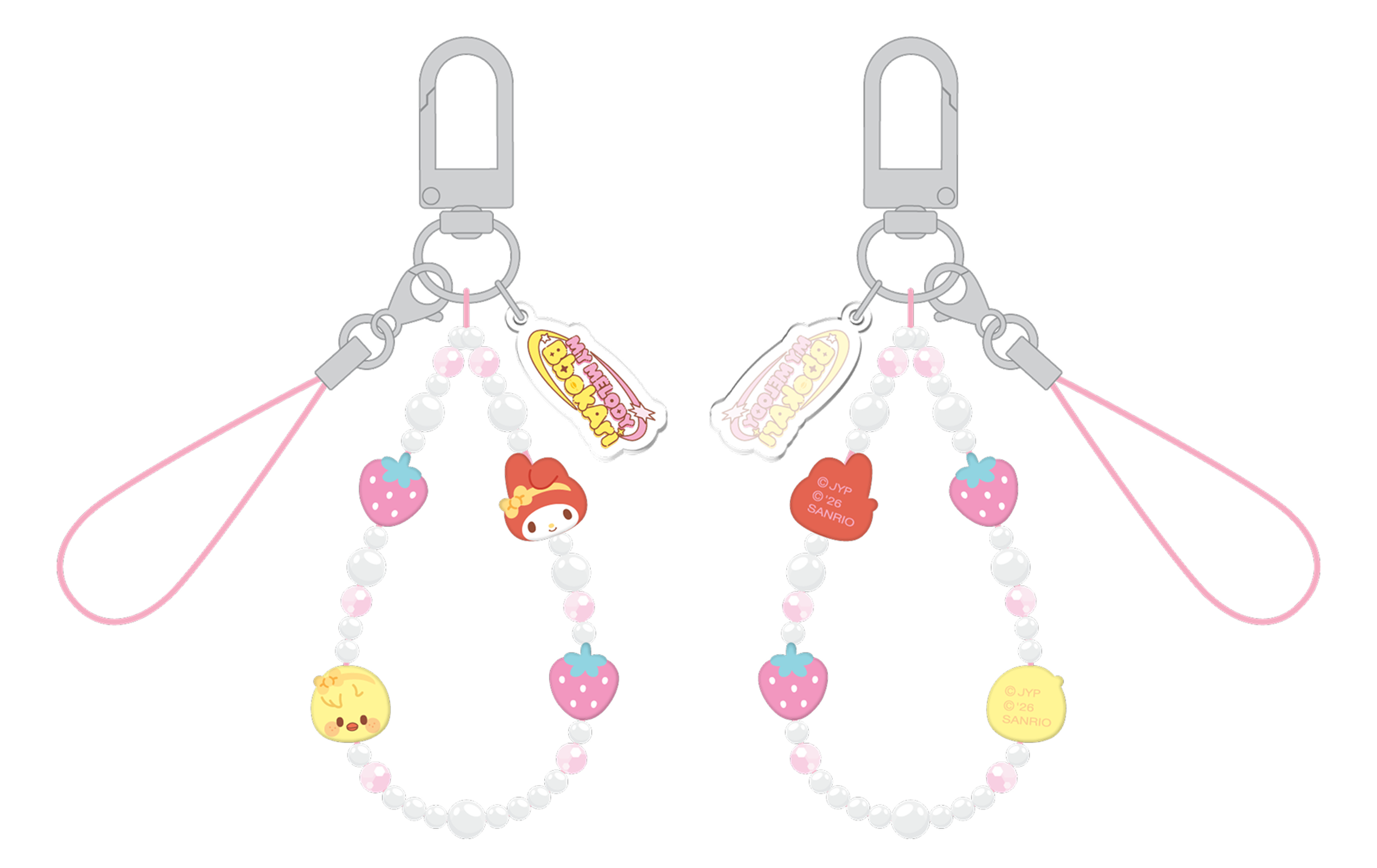 Stray Kids SKZOO x Sanrio Phone Beads Strap My Melody and BbokAri official front and back product views