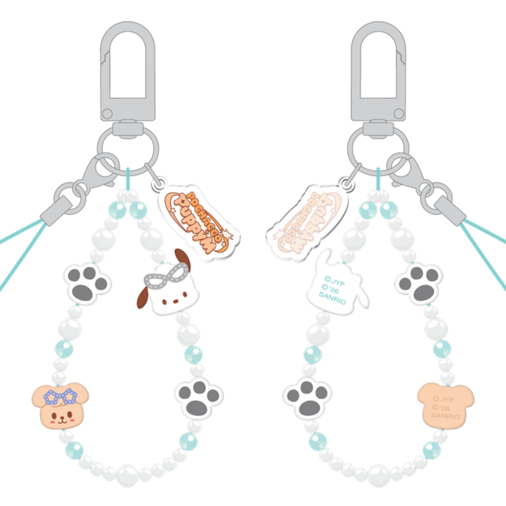 Stray Kids SKZOO x Sanrio Phone Beads Strap Pochacco and PuppyM official front and back product views