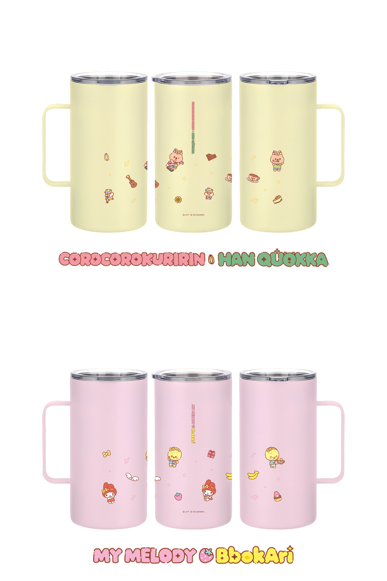 Stray Kids SKZOO x Sanrio Tumbler official Corocorokuririn and Han Quokka, My Melody and BbokAri product views
