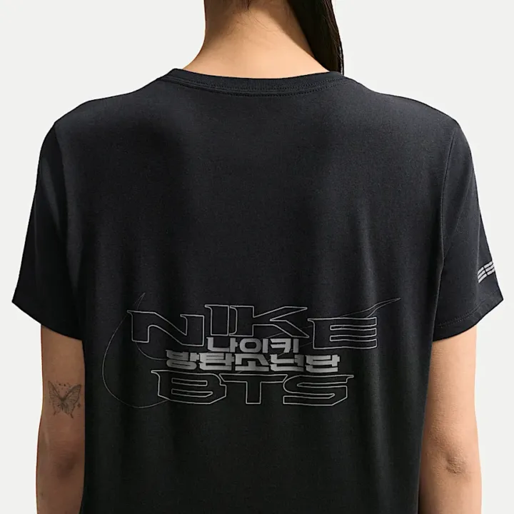 BTS x Nike black T-shirt official back graphic close-up